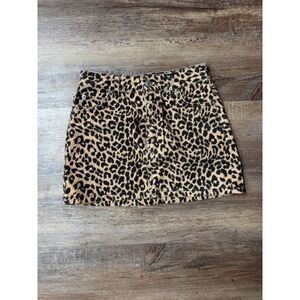 Topshop Moto Petite Leopard Denim Mini Skirt